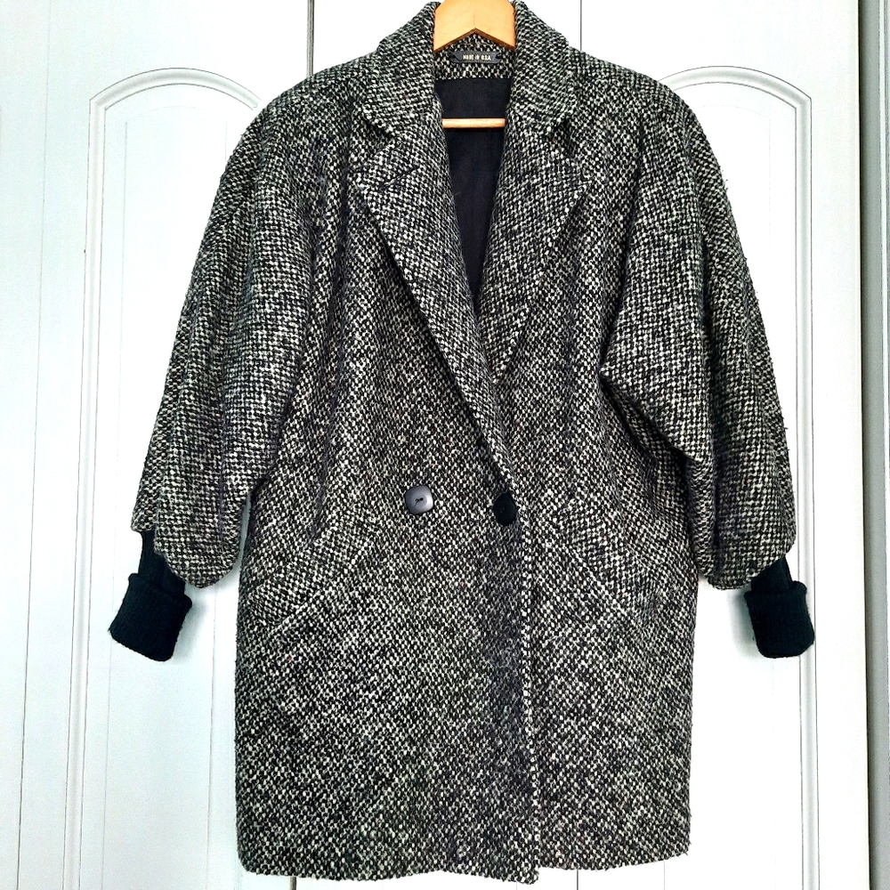 Tweed Wool blend Oversized Coat Made in USA